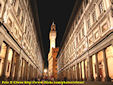The Uffizi Gallery leading towards Piazza della Signoria and Florence's famous tower of the Palazzo Vecchio