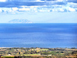 A panoramic view of Isle of Montecristo, view from the Madonna delle Grazie church, in the province of Livorno
